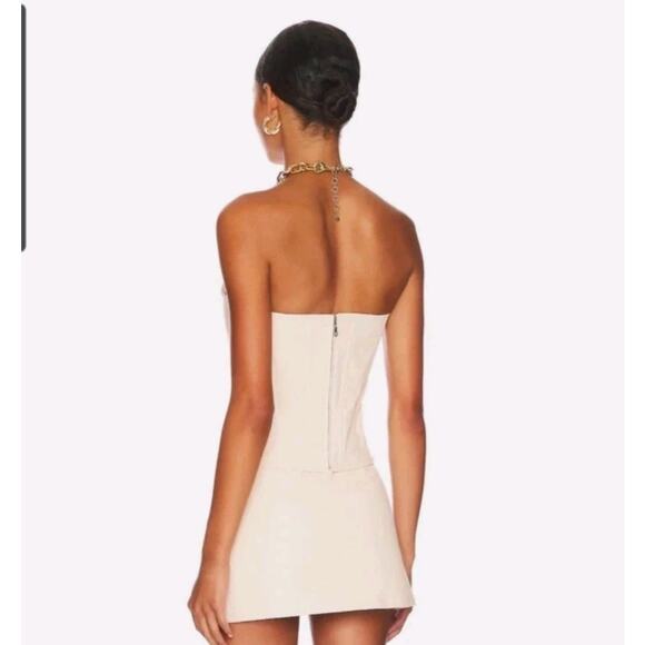 MIAOU Creme Strapless Paloma Elsesser Leia Faux Leather Corset, Size Small - Picture 6 of 11